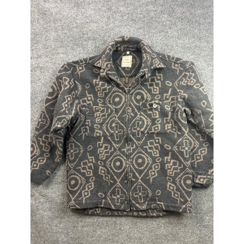 Wah Maker Country Zip Jacket Mens Medium Gray Southwestern Fleece Coat